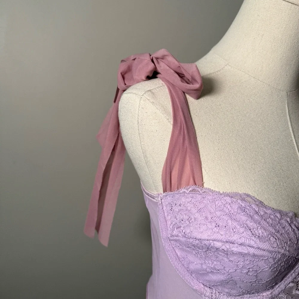 NEW Lilac and pink tulle  tie shoulder bustier pastel Fairycore L - Picture 4 of 7